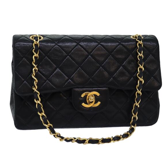 CHANEL Matelasse Chain Shoulder Bag Lamb Skin Black CC - Picture 1 of 16